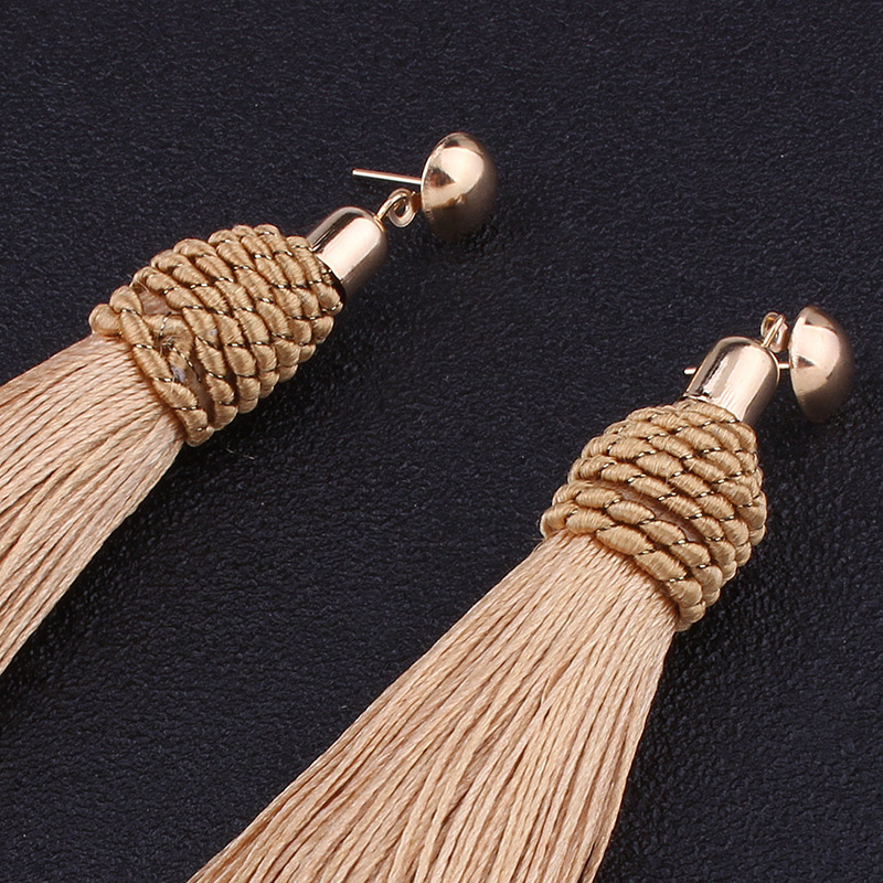 Fashion Khaki Tassel Decorated Simple Earrings,Drop Earrings