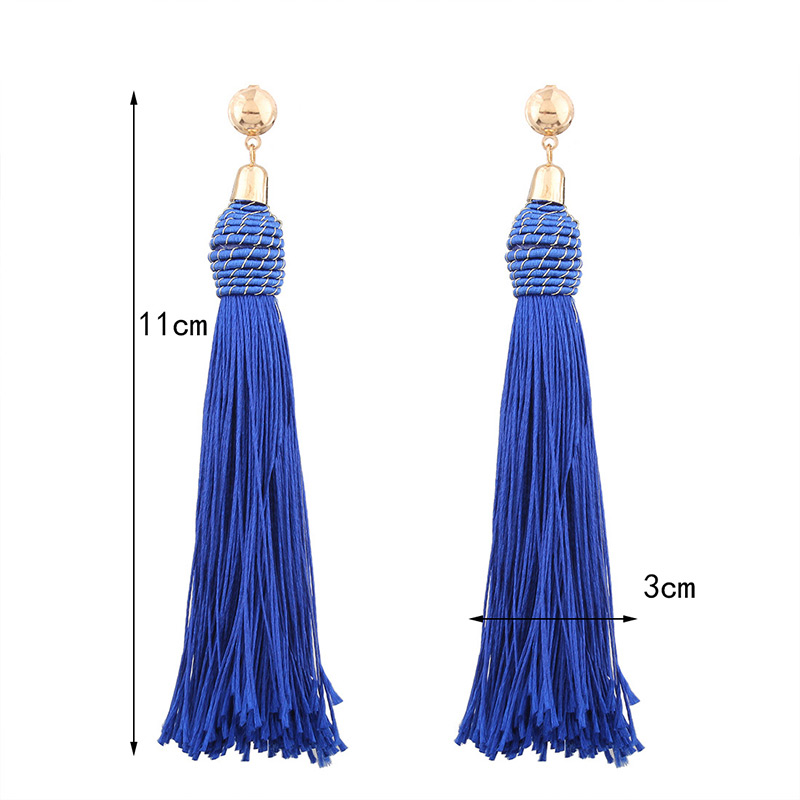Fashion Blue Tassel Decorated Simple Earrings,Drop Earrings