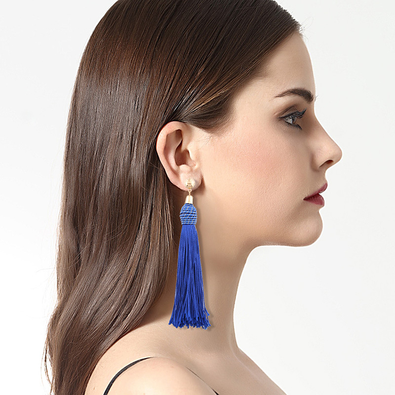 Fashion Black Tassel Decorated Simple Earrings,Drop Earrings