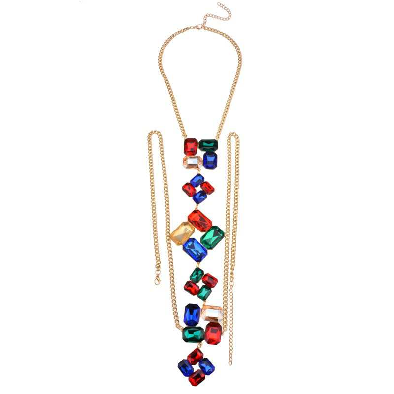 Fashion Blue Diamond Decorated Simple Body Chain,Body Piercing Jewelry