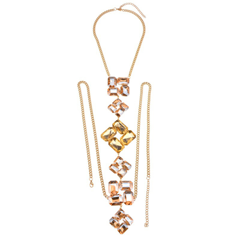 Fashion Champagne Diamond Decorated Simple Body Chain,Body Piercing Jewelry