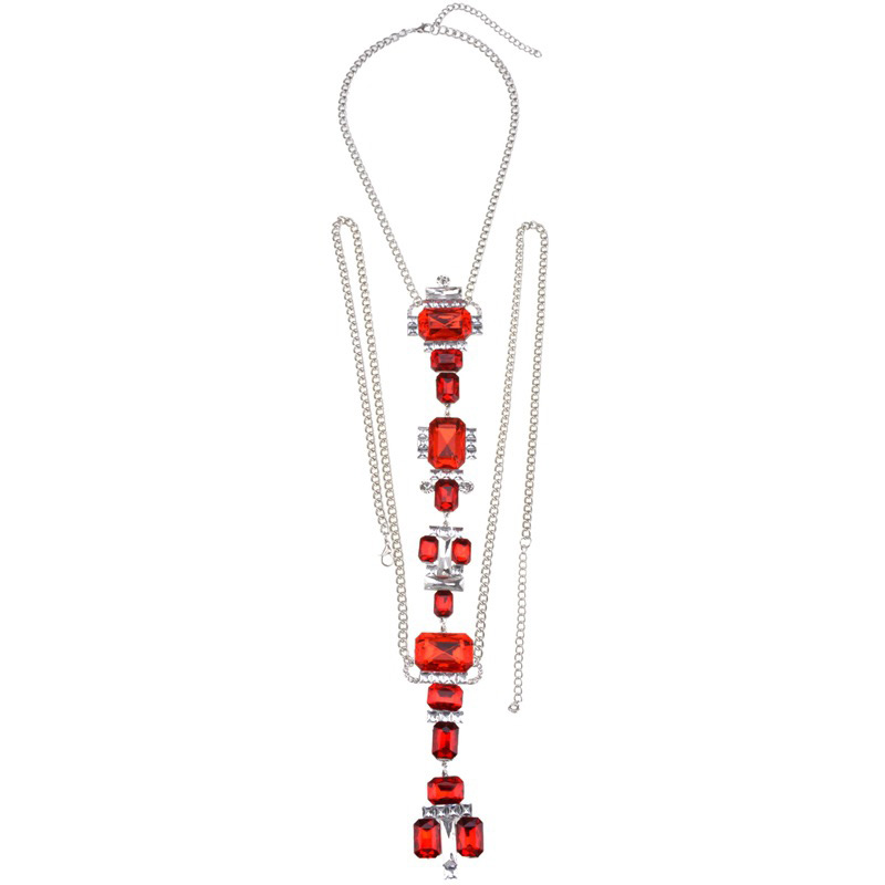 Fashion Red Square Shape Decorated Simple Body Chain,Body Piercing Jewelry