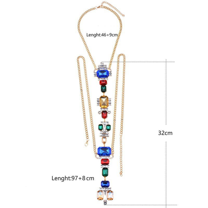 Fashion Multi-color Square Shape Decorated Simple Body Chain,Body Piercing Jewelry