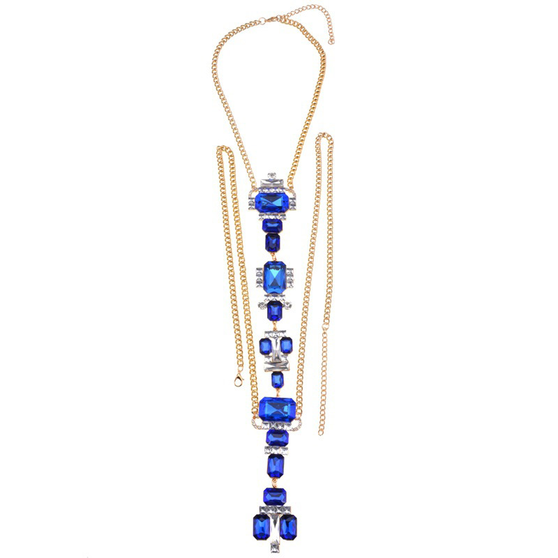 Fashion Blue Square Shape Decorated Simple Body Chain,Body Piercing Jewelry