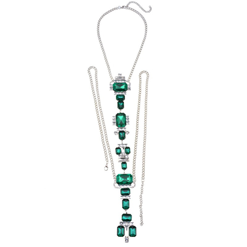 Fashion Green Square Shape Decorated Simple Body Chain,Body Piercing Jewelry
