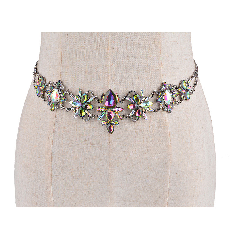Fashion Diamond (ab) Flower Shape Decorated Simple Body Chain,Body Piercing Jewelry