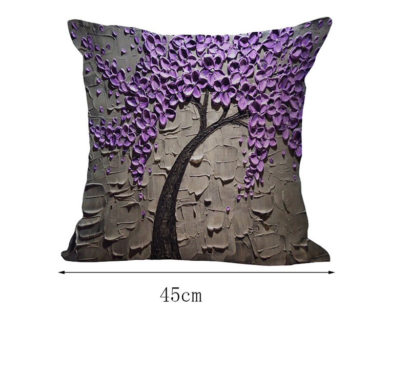 Fashion Gray+yellow Tree Pattern Decorated Simple Pillowcase,Household goods