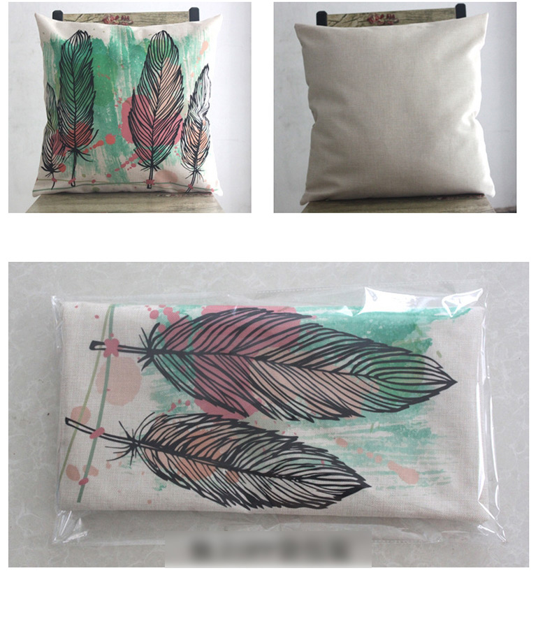 Fashion Green Feather Pattern Decorated Simple Pillowcase,Household goods