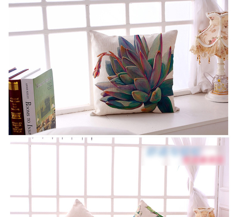 Fashion Multi-color Succulent Pattern Decorated Simple Pillowcase,Household goods
