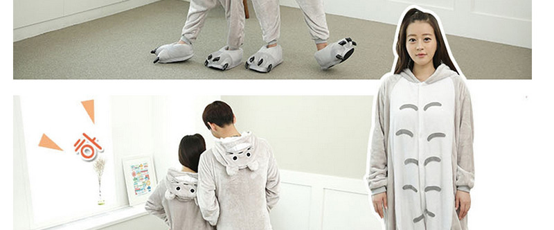 Fashion Gray Totoro Shape Decorated Simple Nightgown,Cartoon Pajama