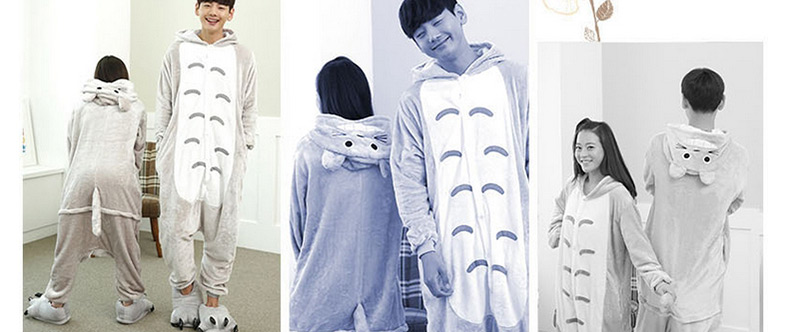Fashion Gray Totoro Shape Decorated Simple Nightgown,Cartoon Pajama
