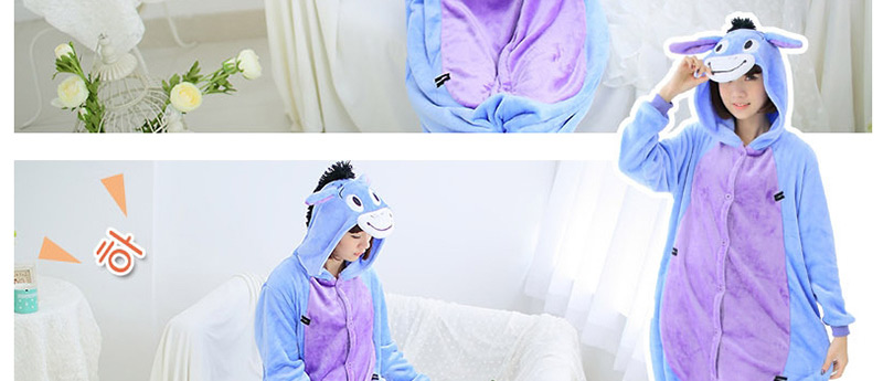Fashion Blue Donkey Shape Decorated Simple Nightgown,Cartoon Pajama