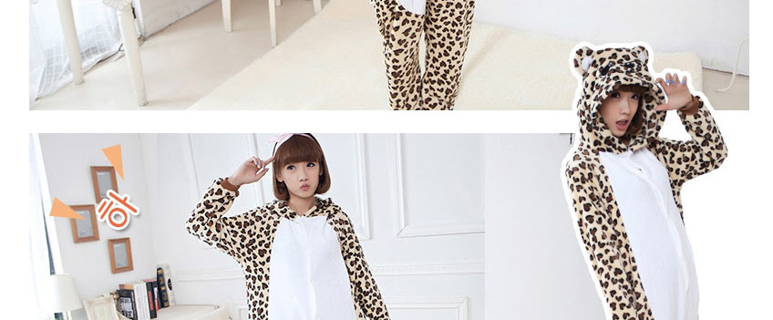Fashion Brown+yellow Leopard Pattern Decorated Simple Nightgown,Cartoon Pajama