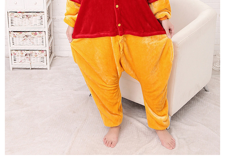 Fashion Red+yellow Winnie The Pooh Decorated Simple Nightgown,Cartoon Pajama