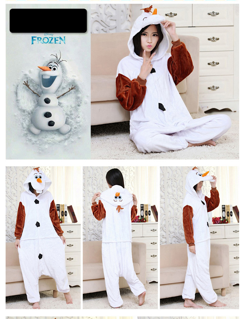 Fashion Brown+white Snowman Shape Decorated Simple Nightgown,Cartoon Pajama