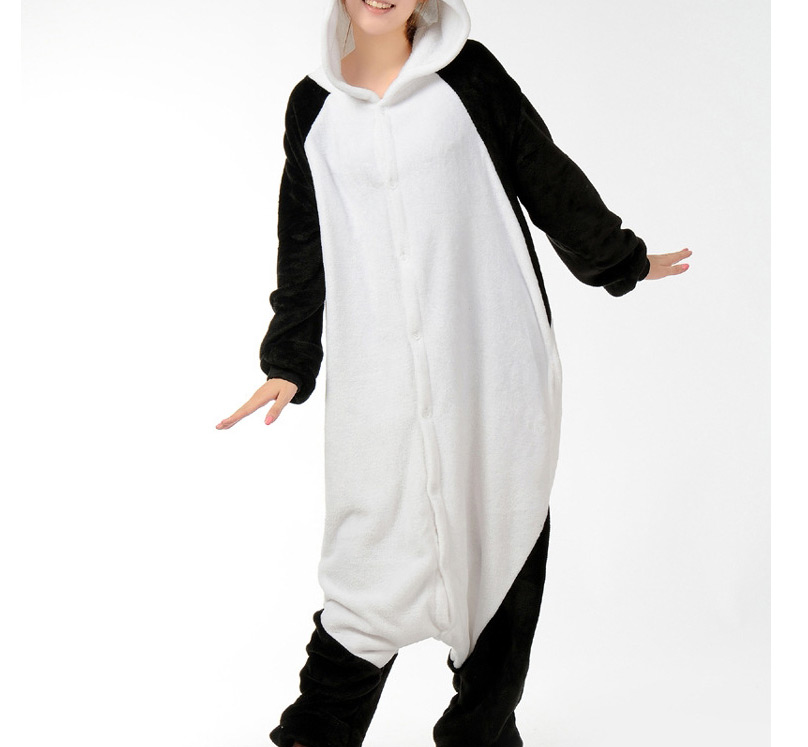 Fashion White+black Kung Fu Panda Shape Decorated Simple Nightgown,Cartoon Pajama