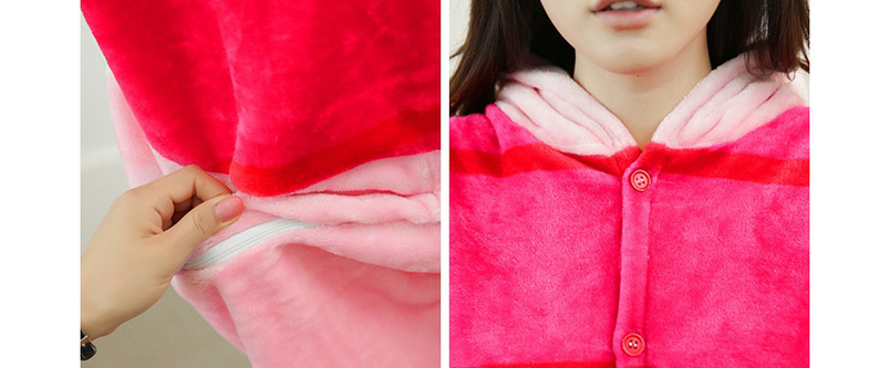 Fashion Pink+plum Red Pipi Pig Shape Decorated Simple Nightgown,Cartoon Pajama