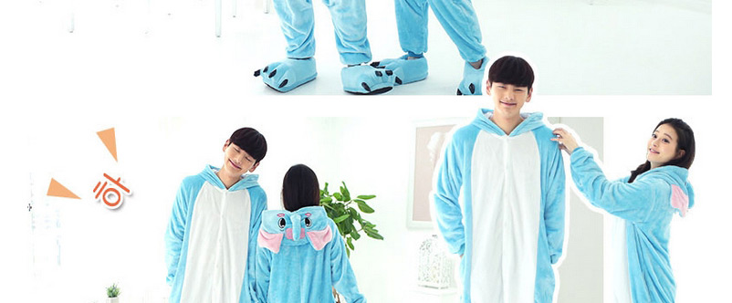 Fashion Blue+white Elephant Shape Decorated Simple Nightgown,Cartoon Pajama