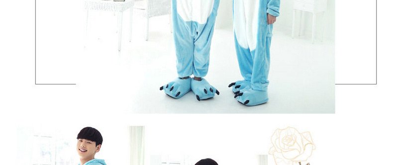 Fashion Blue+white Elephant Shape Decorated Simple Nightgown,Cartoon Pajama