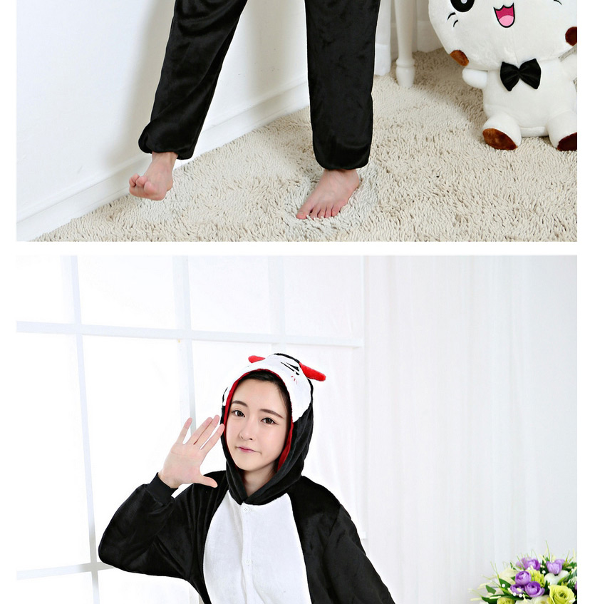 Fashion White+black Demon Shape Decorated Simple Nightgown,Cartoon Pajama