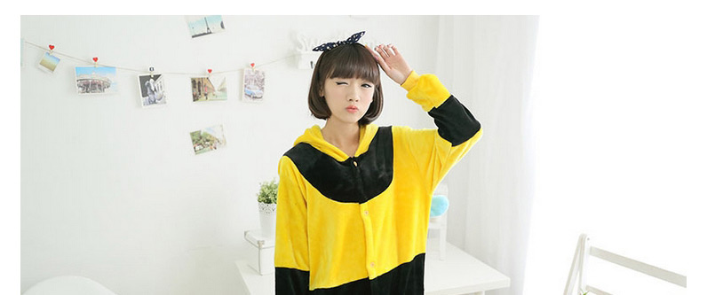 Fashion Yellow+black Honeybee Shape Decorated Simple Nightgown,Cartoon Pajama