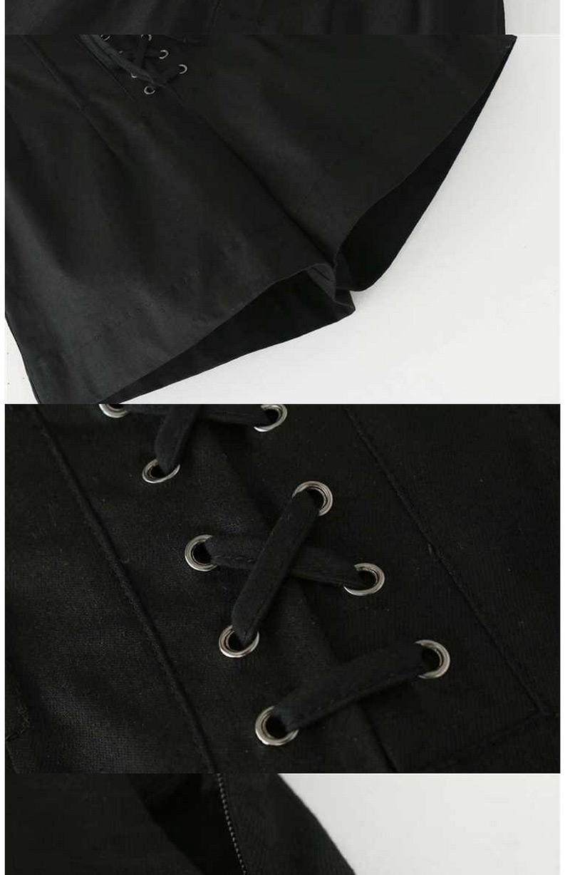 Fashion Black Bowknot Decorated Pure Color High Waist Shorts,Shorts