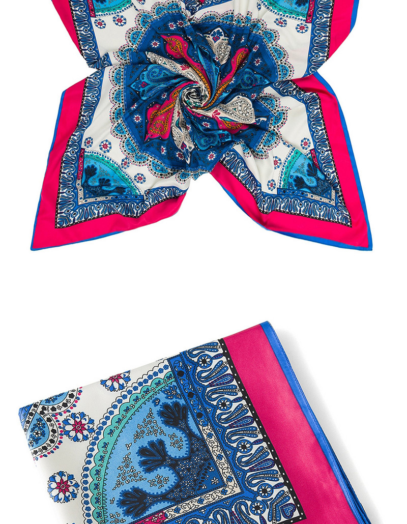 Fashion Blue Cashew Nuts Pattern Decorated Square Shape Scarf,Thin Scaves