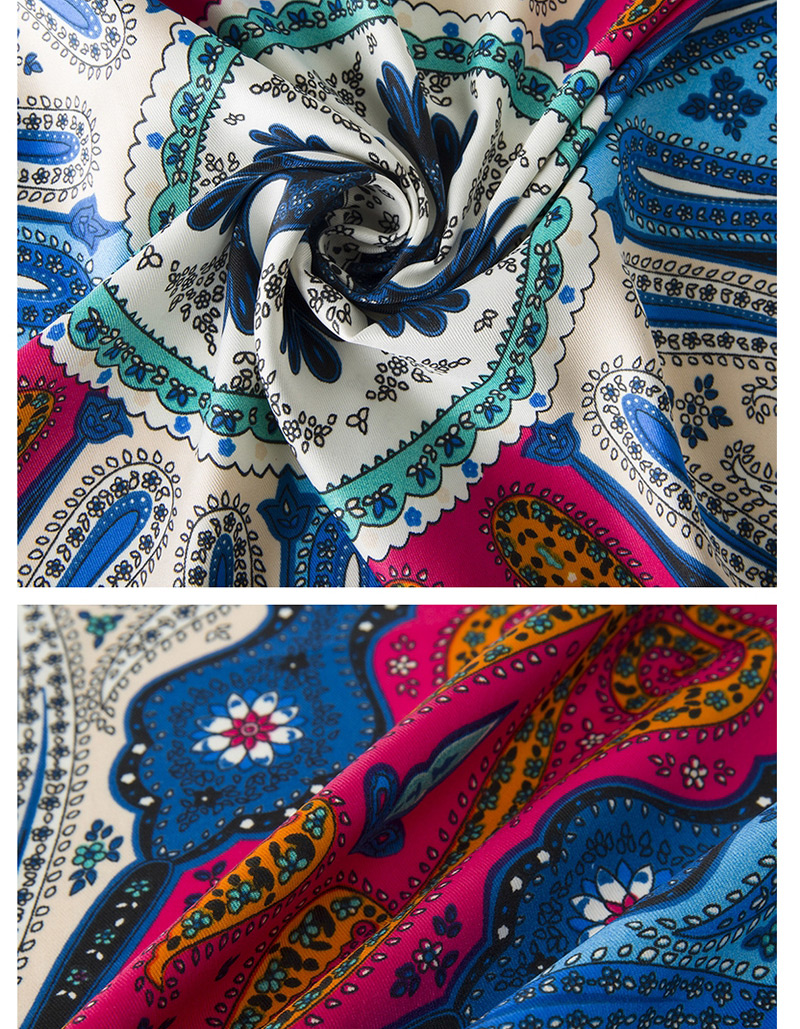 Fashion Blue Cashew Nuts Pattern Decorated Square Shape Scarf,Thin Scaves
