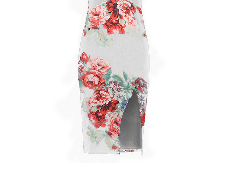 Elegant White Flower Pattern Decorated Suspender Dress,Mini & Short Dresses