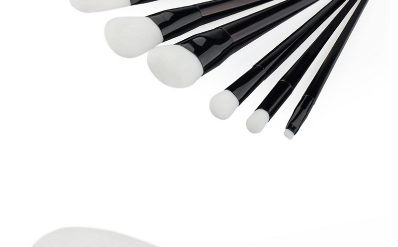 Fashion Black+white Sector Shape Decorated Simple Makeup Brush (7 Pcs),Beauty tools