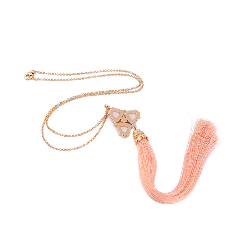 Fashion Light Pink Tassel Decorated Simple Necklace,Thin Scaves