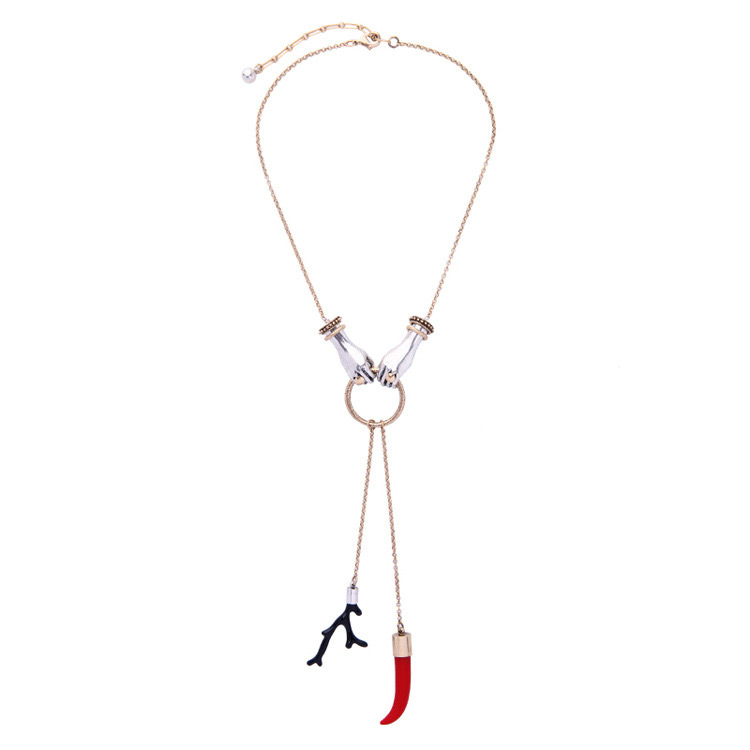 Fashion Gold Color+red Chili Shape Decorated Simple Necklace,Multi Strand Necklaces