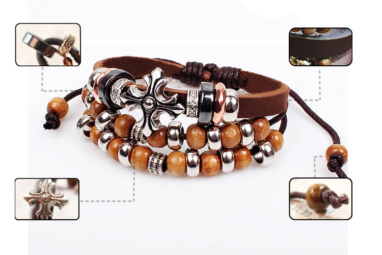Fashion Coffee Cross Shape Decorated Simple Bracelet,Fashion Bracelets