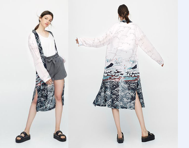 Fashion Black+white Crane Shape Decorated Simple Coat,Sunscreen Shirts