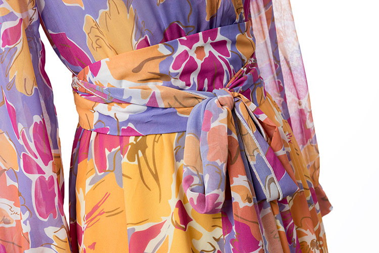 Fashion Orange+purple Flower Pattern Decorated Simple Dress,Skirts