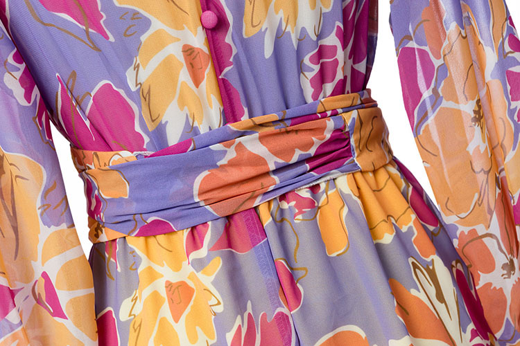Fashion Orange+purple Flower Pattern Decorated Simple Dress,Skirts