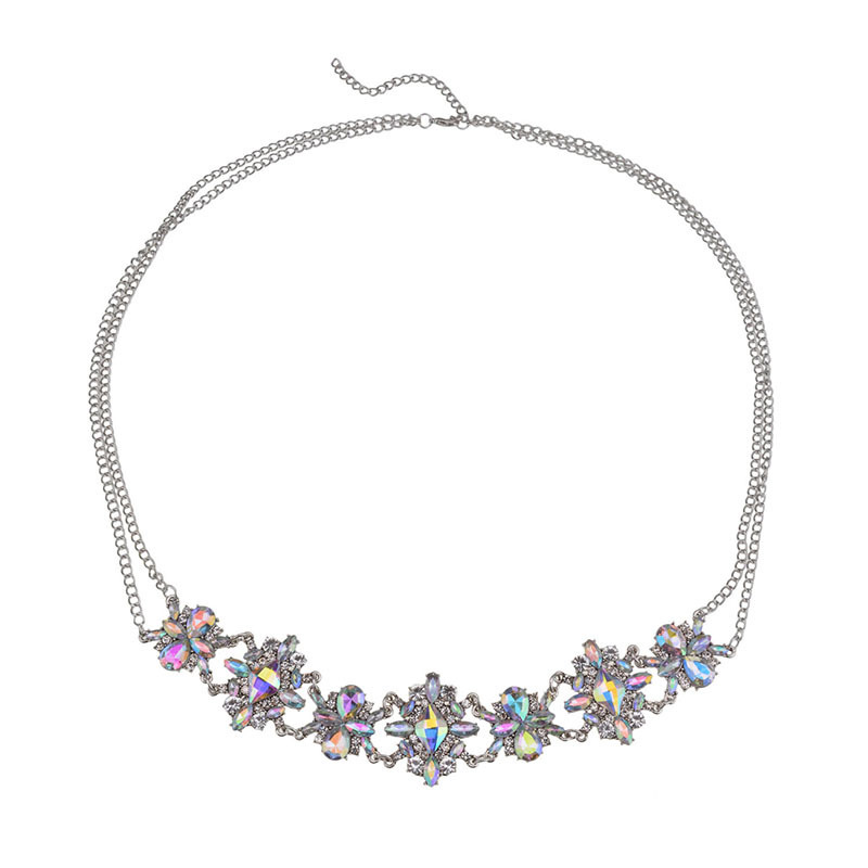 Fashion Diamond (ab) Flower Shape Decorated Simple Body Chain,Body Piercing Jewelry