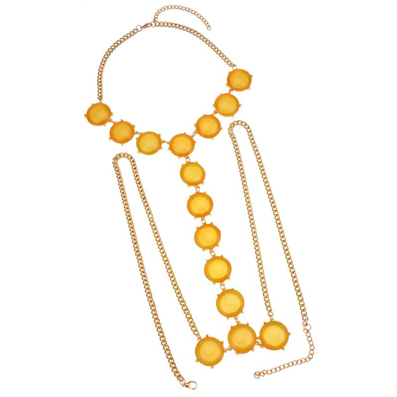 Fashion Light Orange Round Shape Decorated Simple Body Chain,Body Piercing Jewelry