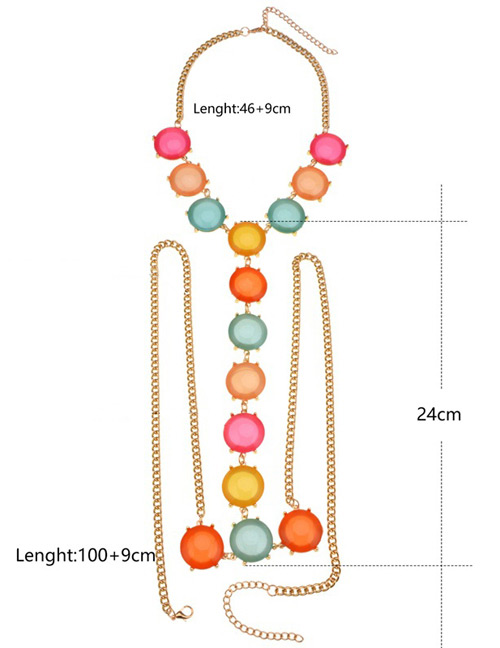 Fashion Multi-color Round Shape Decorated Simple Body Chain,Body Piercing Jewelry