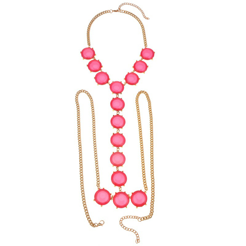 Fashion Pink Round Shape Decorated Simple Body Chain,Body Piercing Jewelry