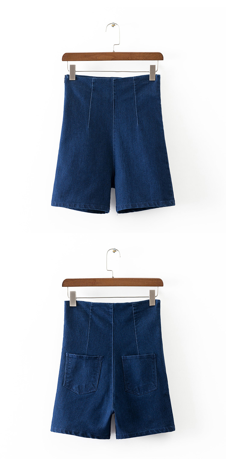 Fashion Blue Pure Color Decorated Simple Pants,Shorts