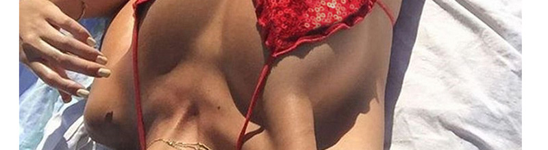 Fashion Red Sequins Decorated Pure Color Bikini,Bikini Sets