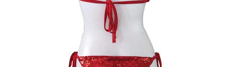 Fashion Red Sequins Decorated Pure Color Bikini,Bikini Sets