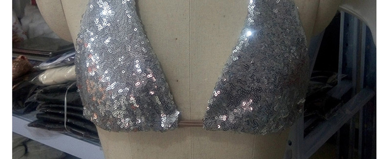 Fashion Silver Color Sequins Decorated Pure Color Bandage Bikini,Bikini Sets