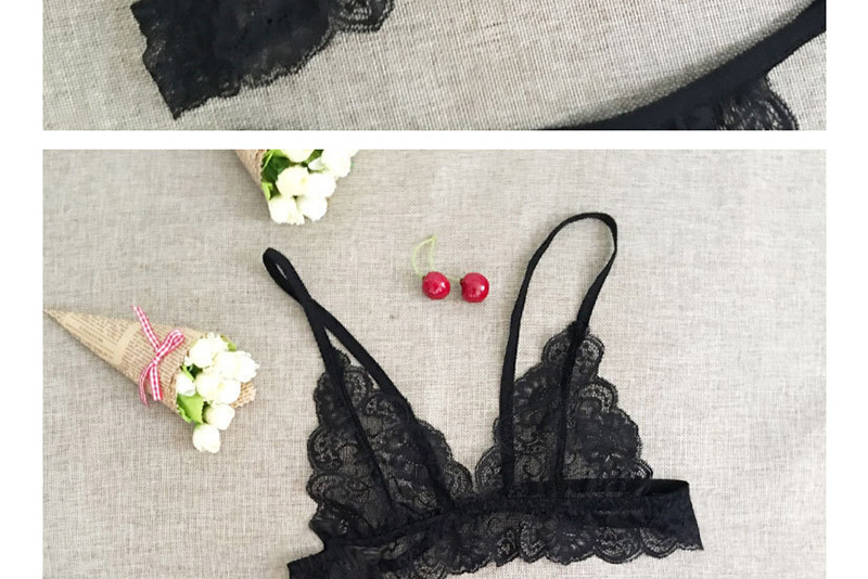 Fashion Black Flower Shape Decorated Simple Underwear,SLEEPWEAR & UNDERWEAR