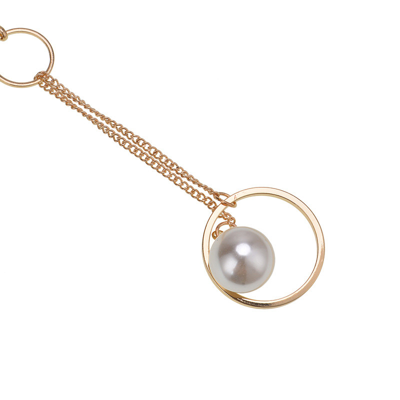 Fashion Gold Color Pearl Decorated Circular Ring Shape Necklace,Multi Strand Necklaces