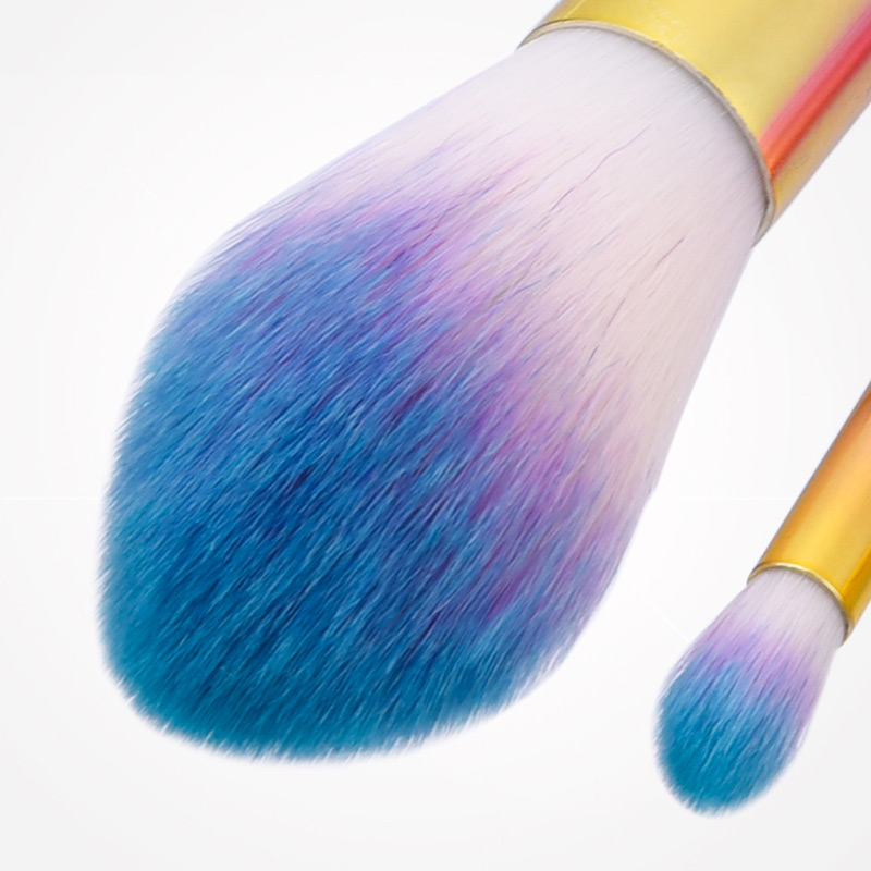 Fashion Purple+blue+gold Color Sector Shape Decorated Simple Makeup Brush (5 Pcs),Beauty tools