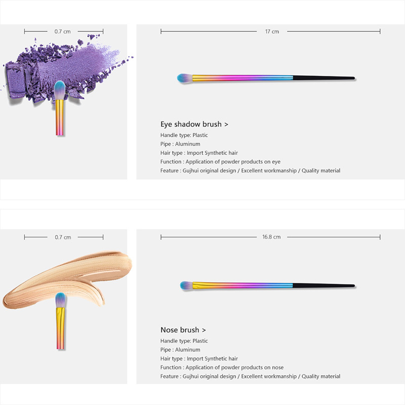 Fashion Purple+blue+gold Color Sector Shape Decorated Simple Makeup Brush (5 Pcs),Beauty tools