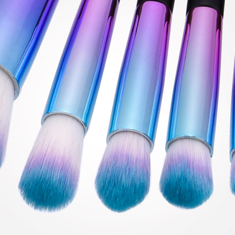 Fashion Black+blue Sector Shape Decorated Simple Makeup Brush (7 Pcs),Beauty tools