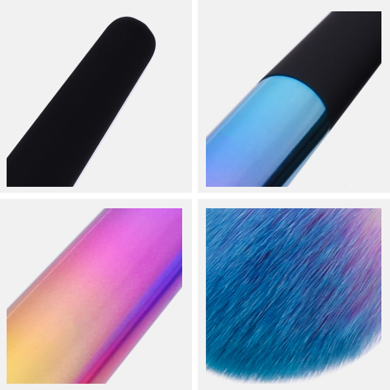 Fashion Black+blue Sector Shape Decorated Simple Makeup Brush (8 Pcs),Beauty tools